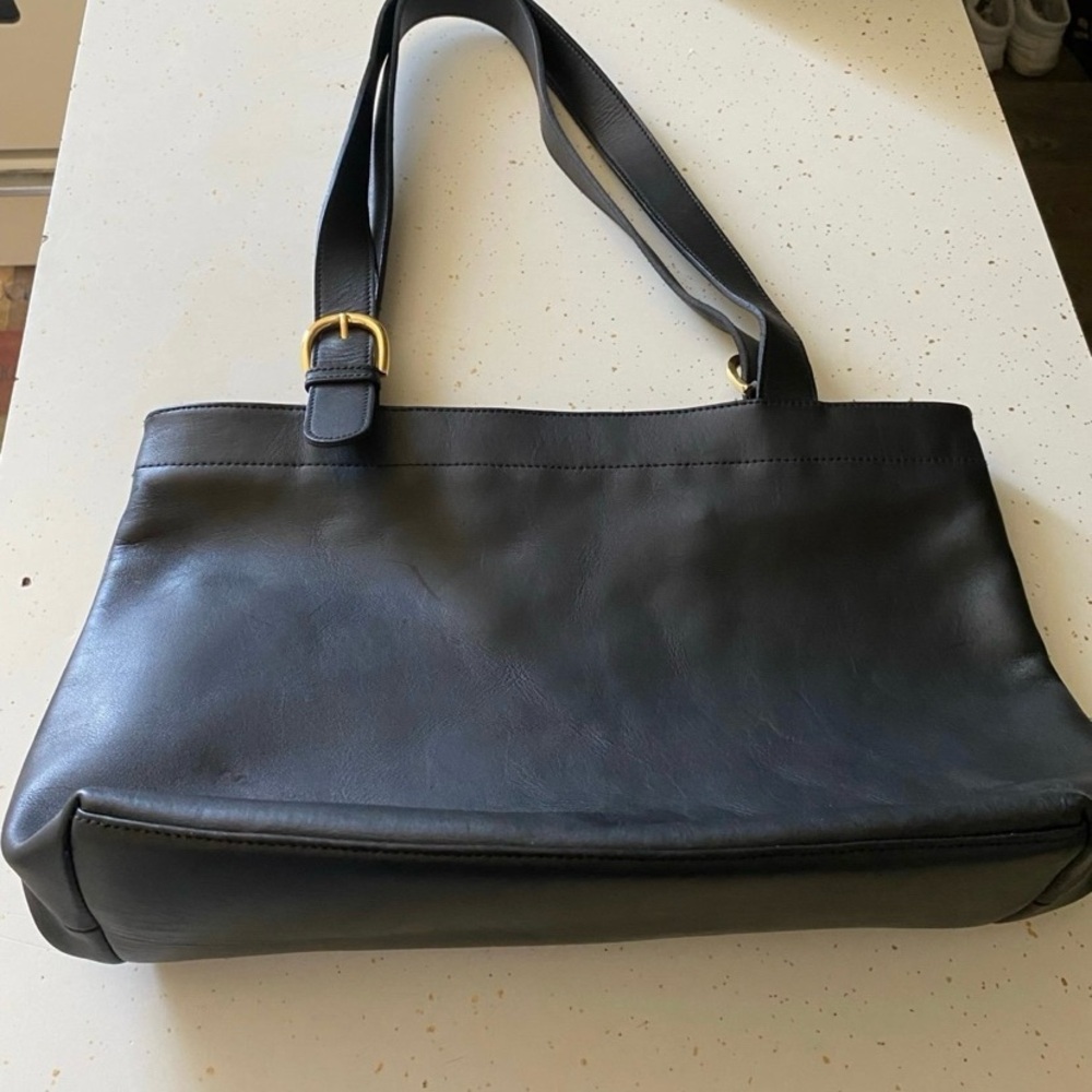 Vintage GTLD Classic Black Leather Shoulder Bag -